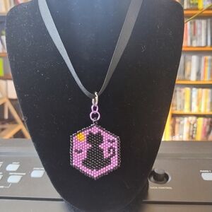Hexagon Beaded Pendant Necklace